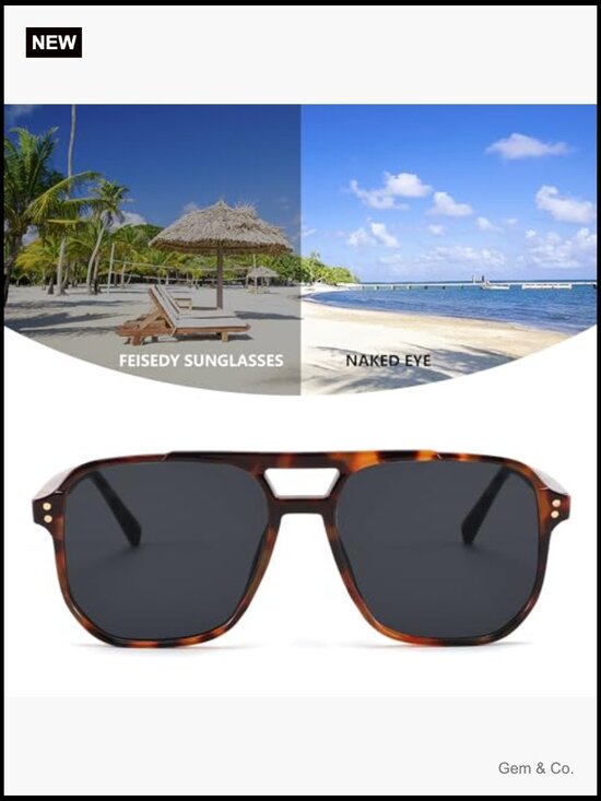 Retro Square Aviator Sunglasses Unisex Vintage Trendy Plastic Frame Sun Glasses main image 7